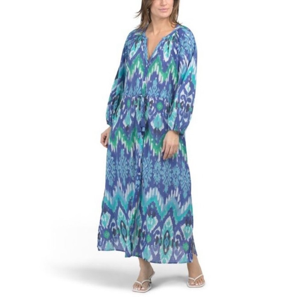 NWT $168 Tommy Bahama Cala Azur swim Cover up maxi Dress‎ Vacation Blue Small